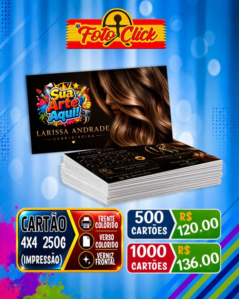 Cartão de Visita 4x4 250g Verniz Frontal